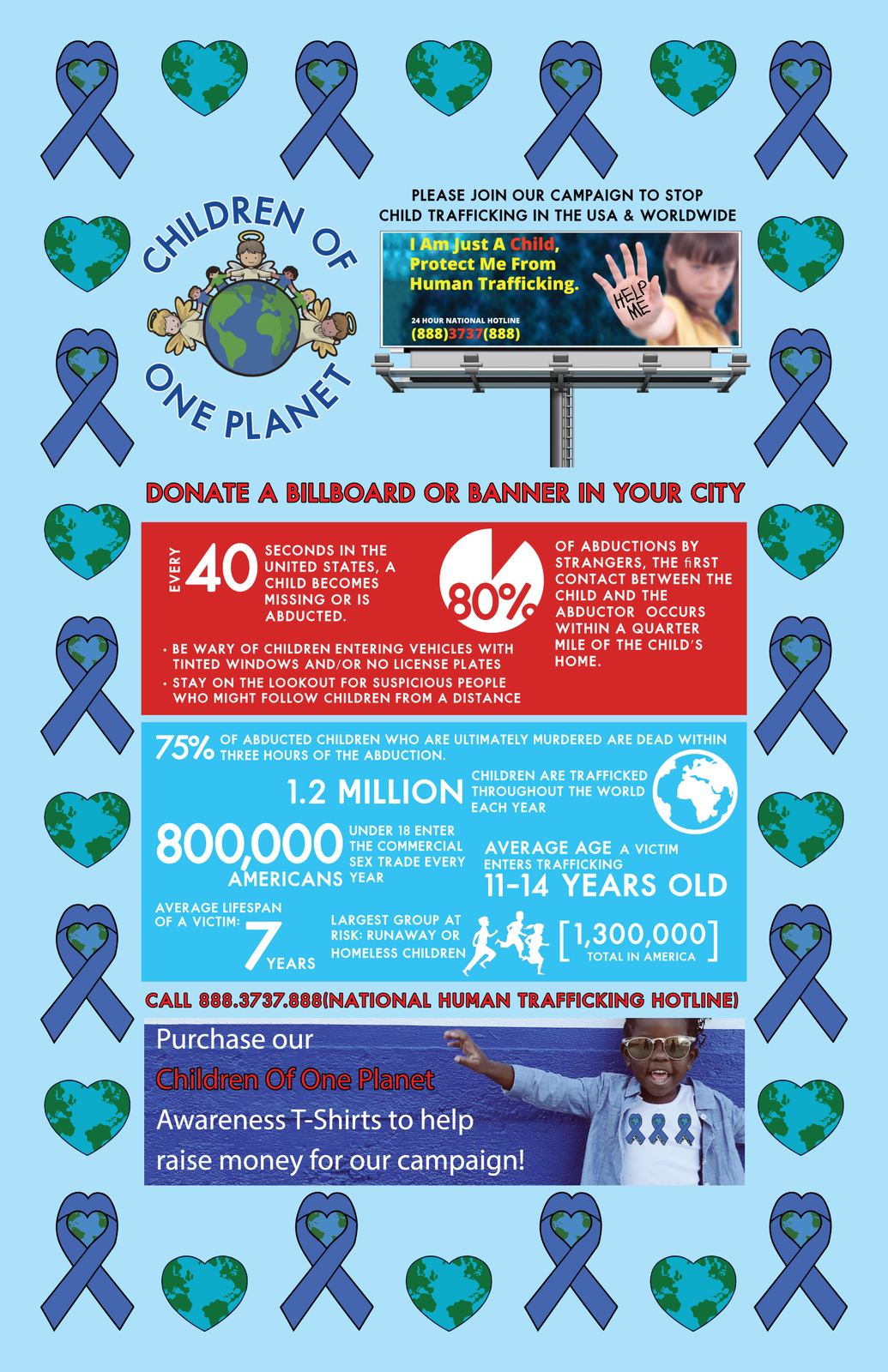 Child trafficking awareness postcard